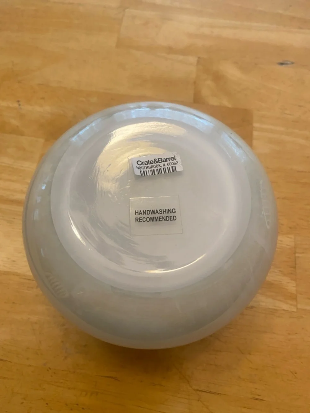 Crate & Barrel Pearlized light green glass globe vase about 5x3